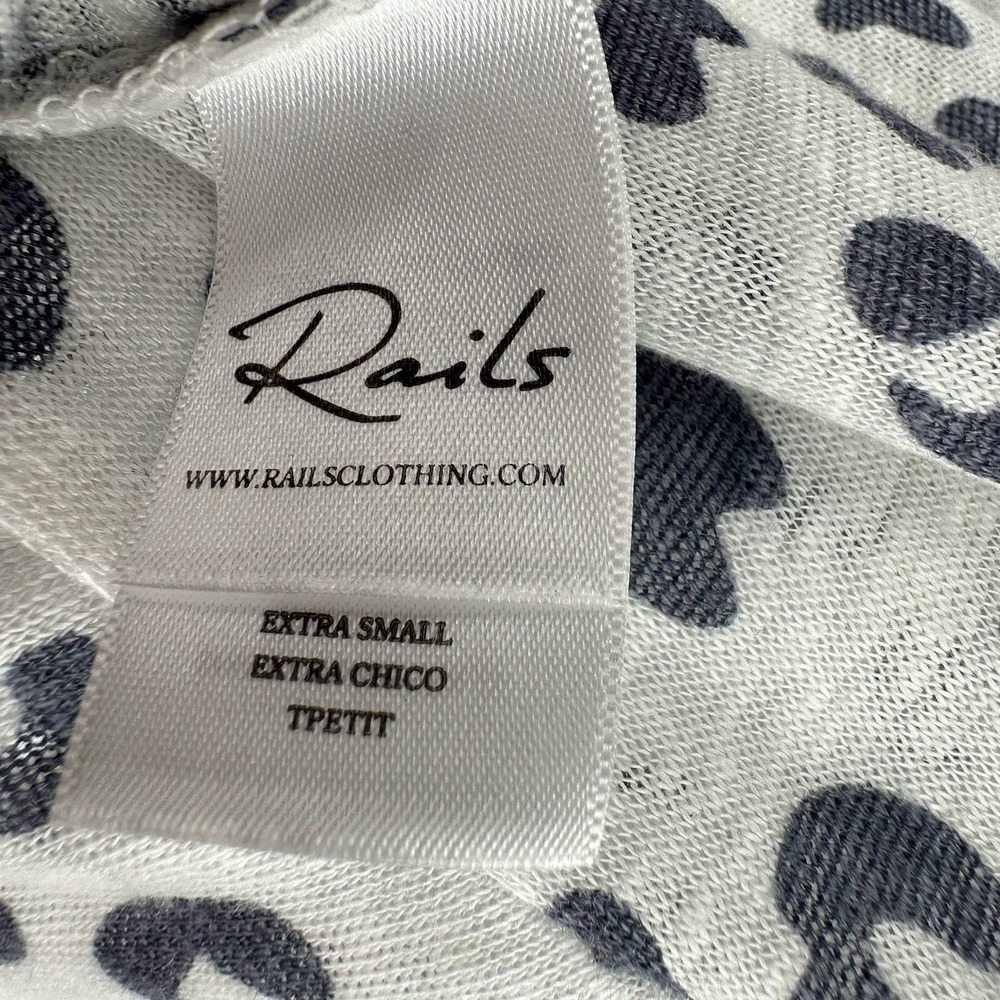 Rails size XS leopard print short sleeve t-shirt top white gray linen blend - Picture 4 of 6